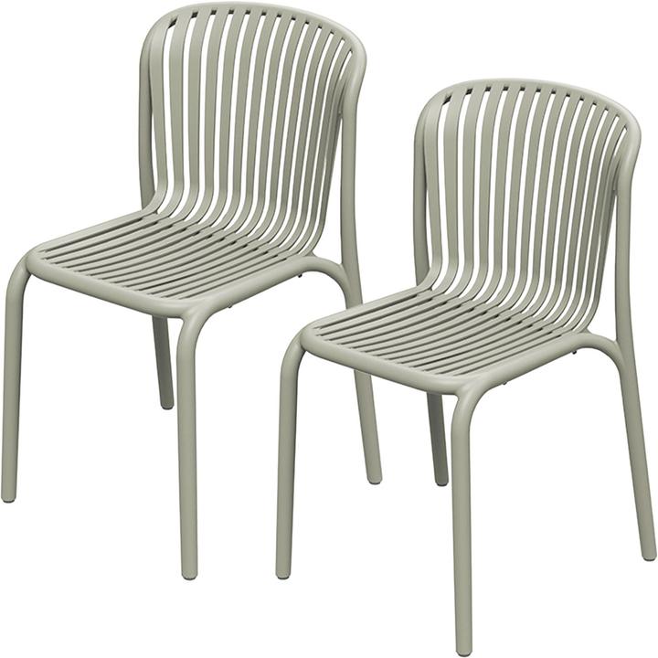 Produktbild Ferne 2er-Set Stapelbarer Gartenstuhl in Beige, moderner Kunststoffstuhl in Bauhaus-Optik