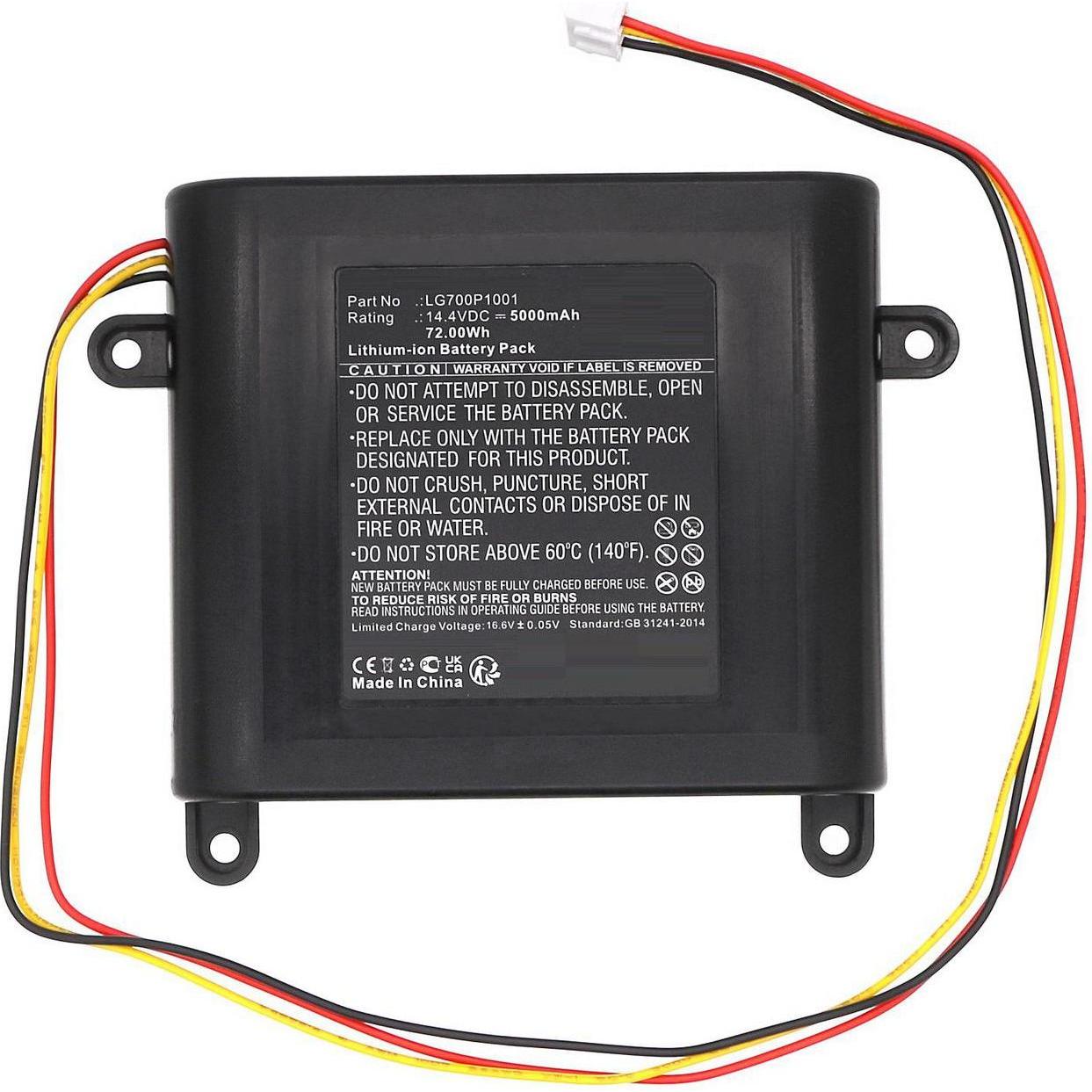 CoreParts Battery 14.4V 5000mAh 72.00Wh, Staubsauger Roboter Zubehör, Schwarz