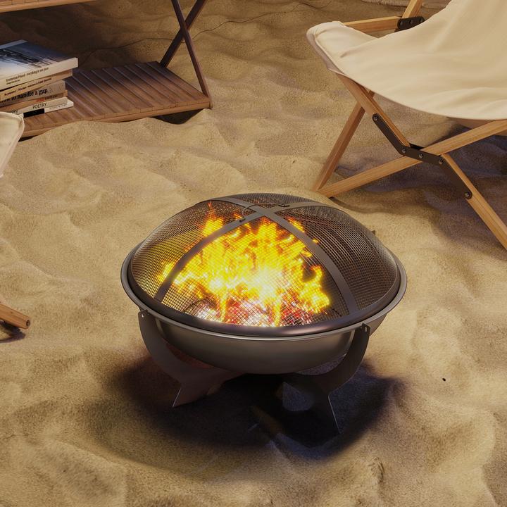 Produktbild Outsunny Feuerschale Metall Schwarz (54 cm)