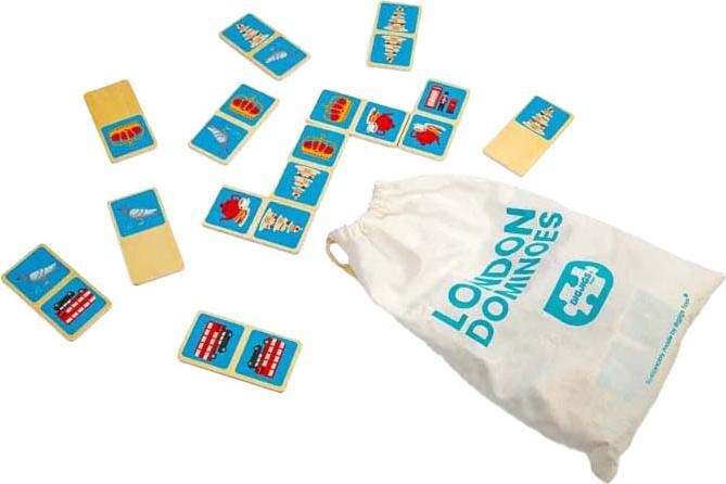 Bigjigs London-Dominospiel aus Holz, 28-teilig.