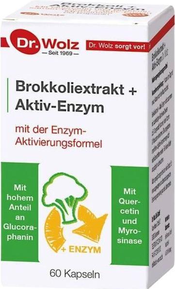 Nutritional values and ingredients Dr. Wolz Broccoli Extract + Active Enzyme Capsules, 60 Capsules (60 pcs., Capsules, 103 g)
