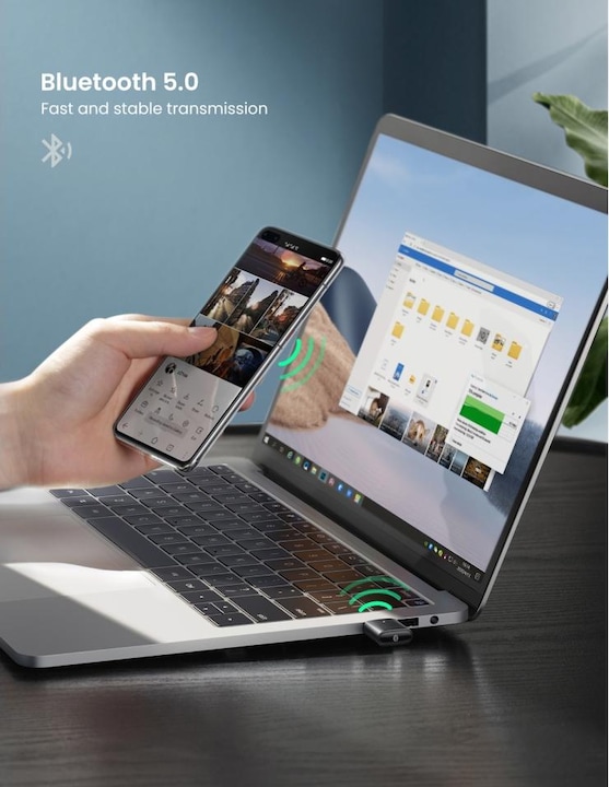 Actual product image Ugreen Bluetooth 5.0 USB Adapter (Transmitter & Receiver)
