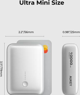Produktbild Aukey Spark Mini 10000, 20W, PD,QC PB-Y55 WH Powerbank,White,USB-C,USB-A (10000 mAh, 20 W)
