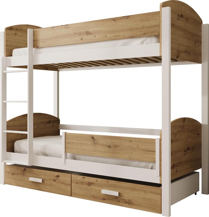 ADRK Furniture Kinder-Etagenbett Jori mit Rausfallschutz 180x80 (80 x 180 cm)