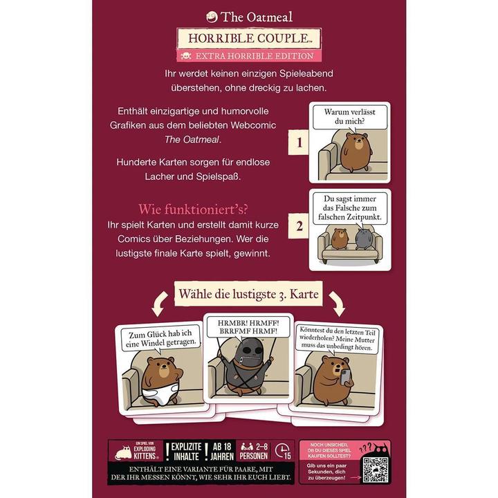 Immagine prodotto Exploding Kittens Horrible Couple (Extra Horrible Edition) (Tedesco, 2 - 8 Giocatori)