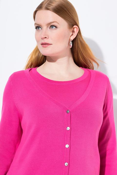 Produktbild Ulla Popken Long-Strickjacke, V-Ausschnitt, Langarm, Pima Cotton (42, 44)