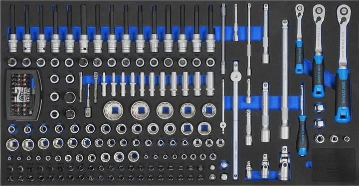 Produktbild SW-Stahl Z3011-3 Werkstattwagensortiment, Steckschlüssel 1/4', 3/8', 1/2', mit Ratschen, 167-teilig