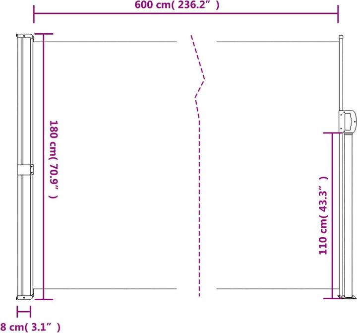 Actual product image vidaXL ausziehbare Seitenmarkise (1.40 m)