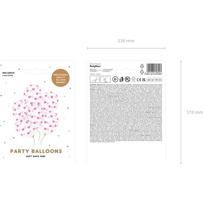 Thumbnail - Partydeco Ballons Transparents à Coeurs Fuchsia (6pcs)