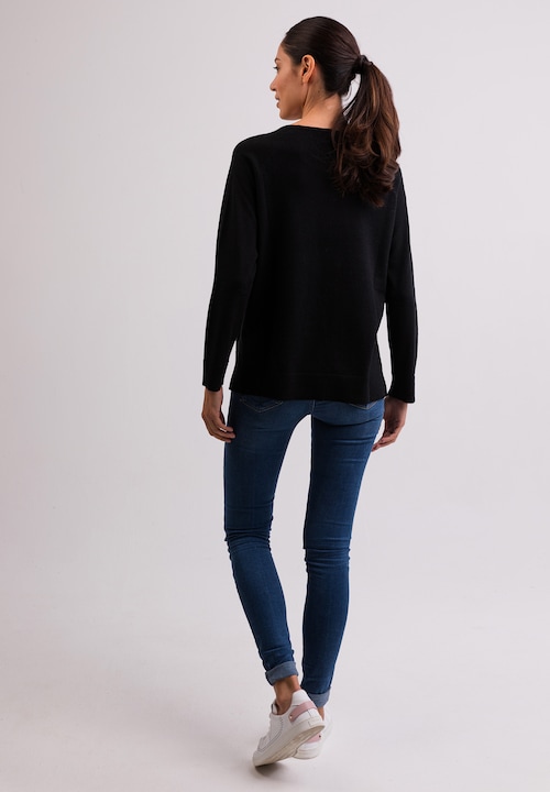 Actual product image Cash-Mere Kaschmir Rundhals Pullover mit Seitenschlitzen (XS, XL)