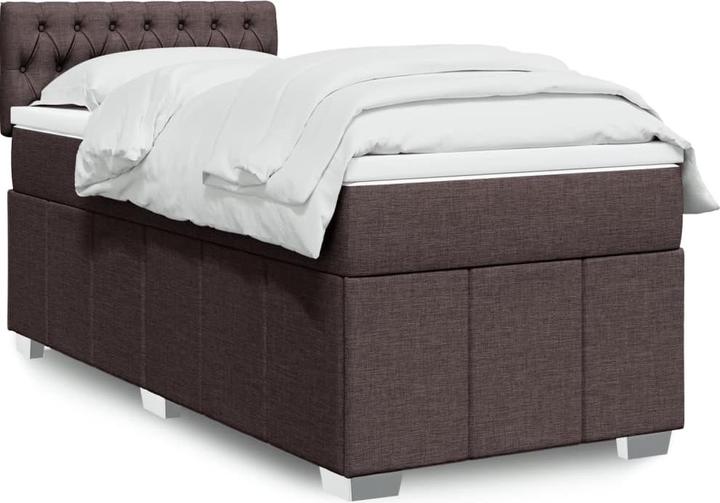 Immagine prodotto VidaXL Letto a molle Letto imbottito Letto con materasso marrone scuro 90x200cm in tessuto (90 x 200 cm)