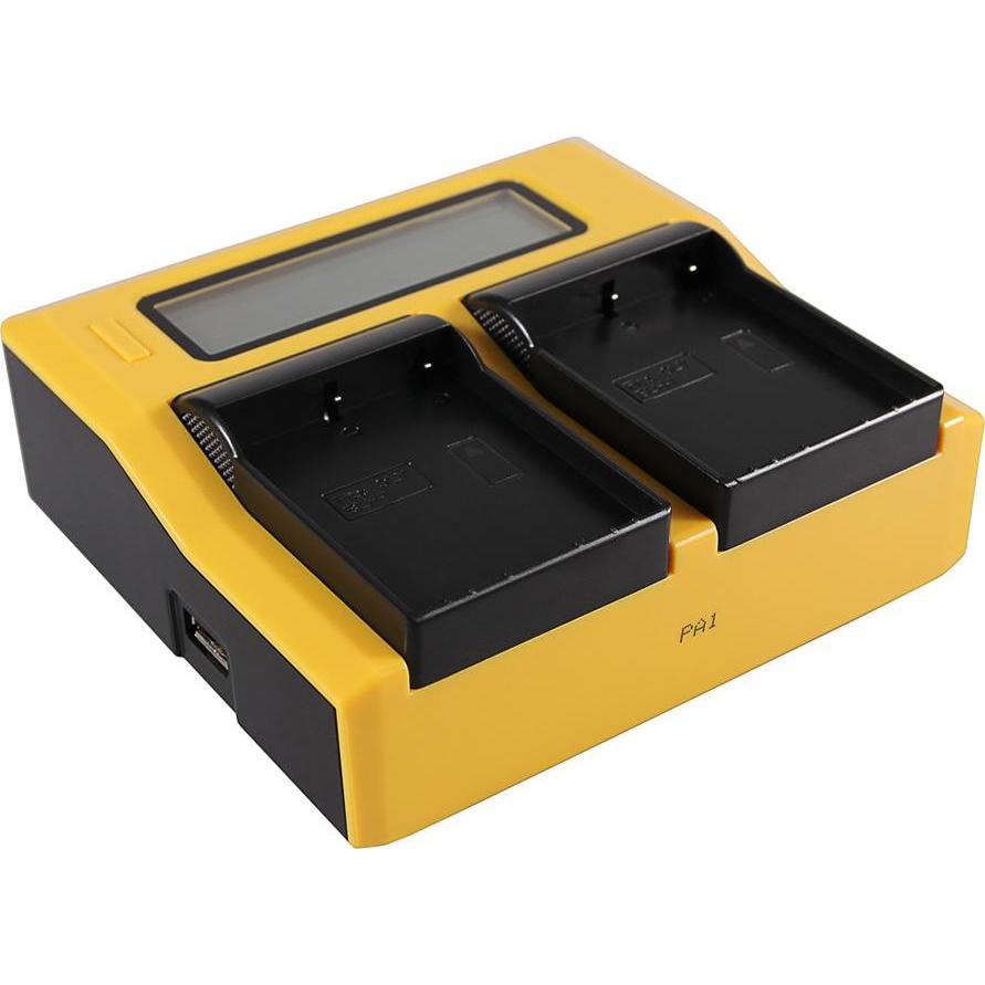 Patona Caricatore USB doppio LCD per Olympus BLH-1 OM-D EM-1 Mark 2 EM-1 Mark II (Caricabatterie per fotocamere), Alimentatore fotocamera, Nero