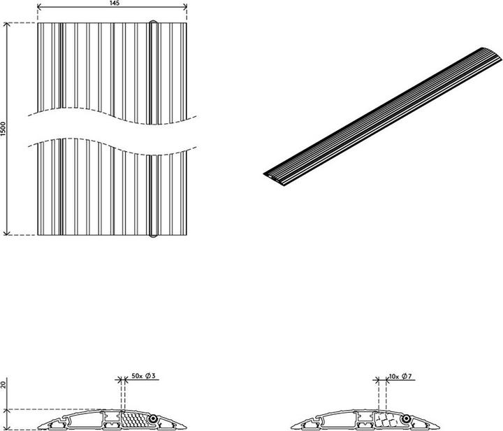 Productafbeelding Dataflex Addit Kabelbrücke aufklappbar gerade 150 cm (31.423), schwarz (Kabelbrug, 150 cm)