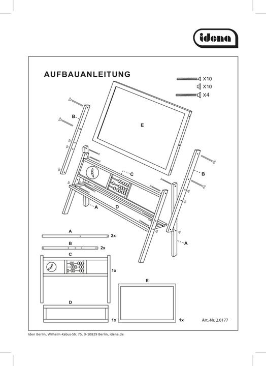 Image du produit Idena Tableau d'affichage magnétique 2 faces avec étagère blanc/vert 76x38x118cm