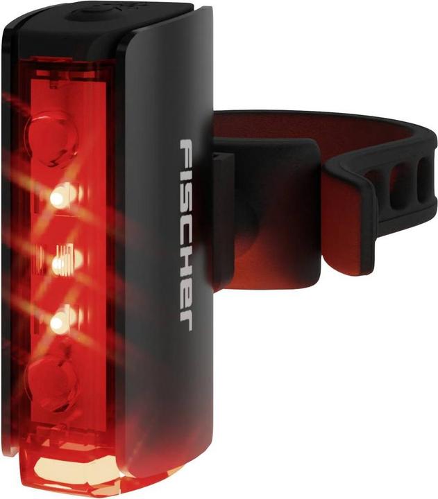Fischer Fiets LED oplaadbaar achterlicht PLUS TWIN STOP van aluminium, met bodemverlichting, automatische