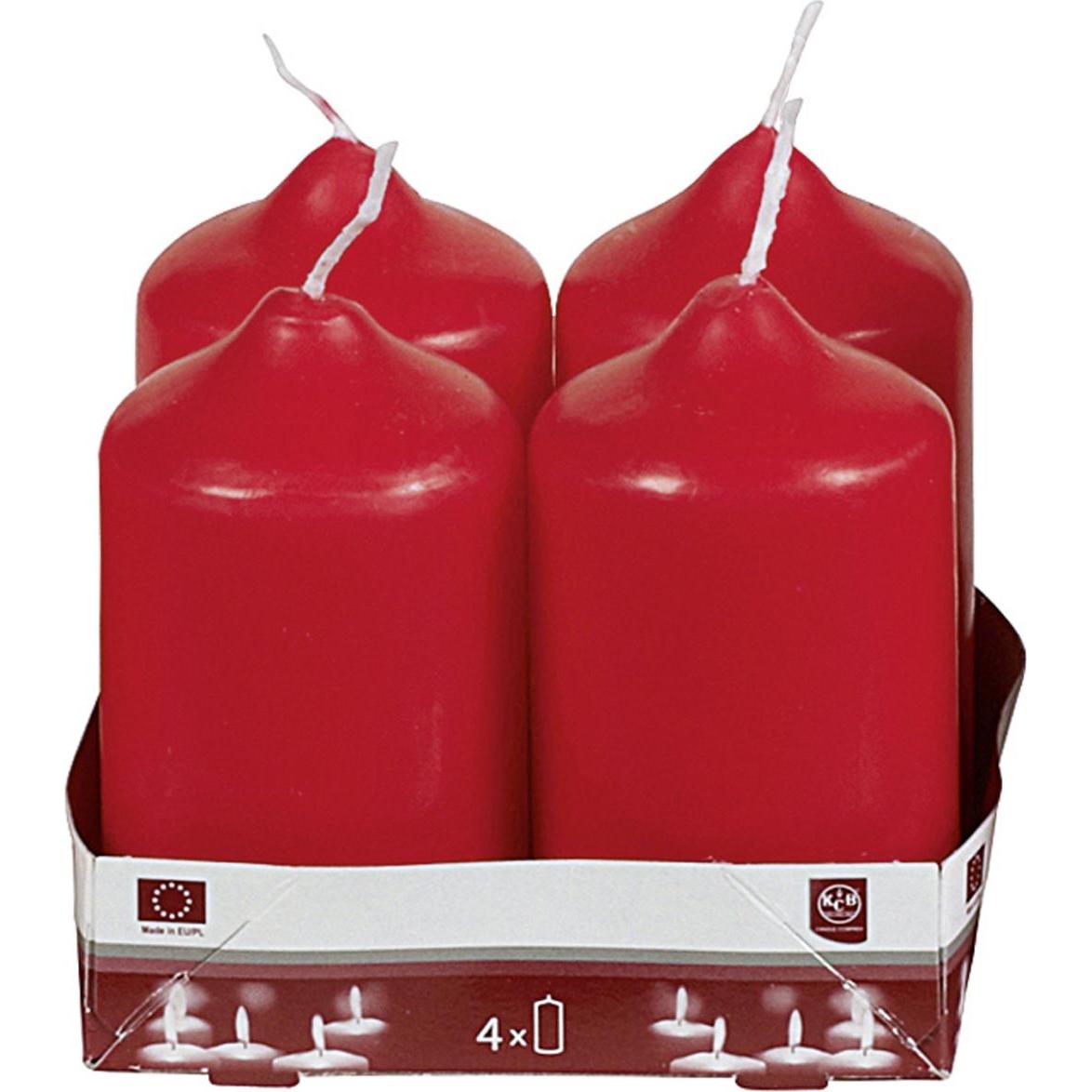 6x Idena, Kerzen, Stumpenkerze 9xØ5cm rot 4 Pack (6 Stk.)