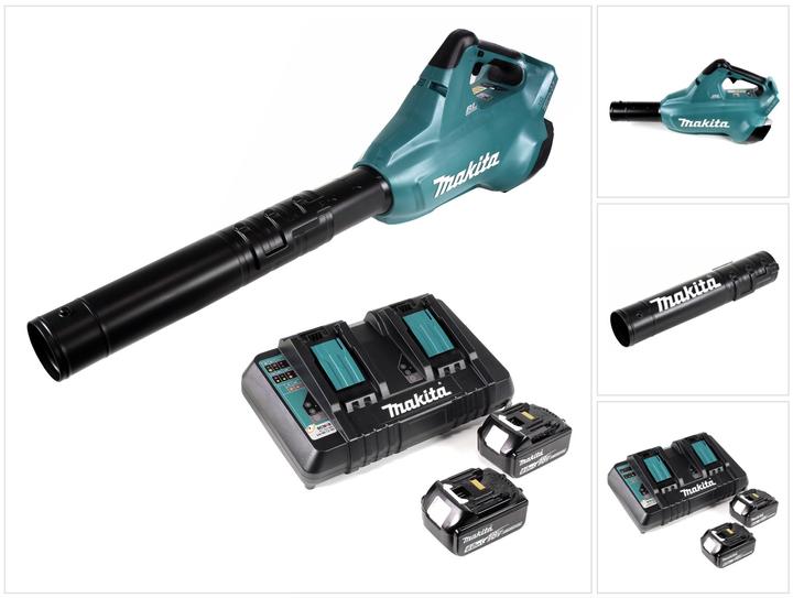 Productafbeelding Makita DUB 362 2x18 Volt Accu bladblazer + 2x 6 Ah accu + DC 18 RD dubbele oplader (Oplaadbare batterij, Bladzuiger)