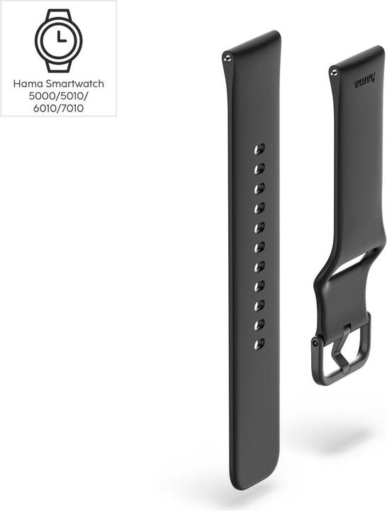 Image du produit Hama Armband zum Wechseln für Smartwatch 6010, Silikon, Schwarz (Silicone)