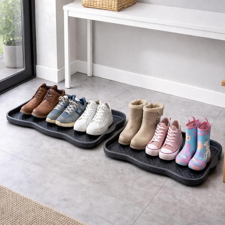 Produktbild Mojawo 2 Stück Schuhablage Schuhabtropfschale 3 Paar Schuhe 76x39 Schwarz (39 x 76 cm)