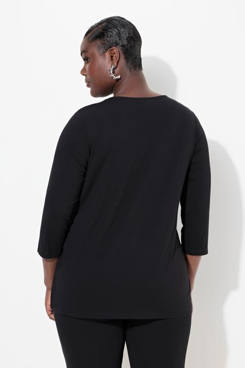 Immagine prodotto Ulla Popken Maglia classica con applicazioni, scollo a girocollo e maniche a 3/4 (42, 44)