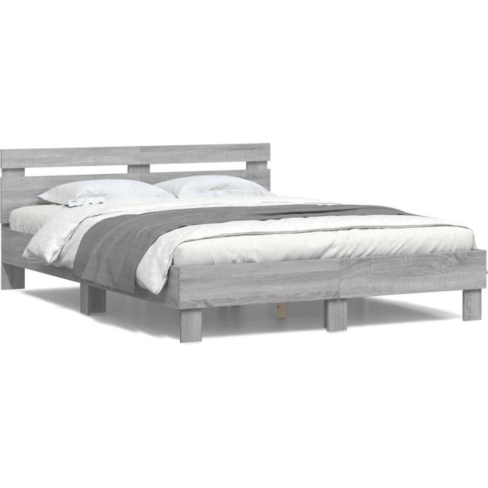 VidaXL, Bett, Bettgestell mit Kopfteil LED-Beleuchtung (140 x 190 cm)