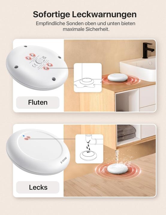 Produktbild X-Sense WLAN Wassermelder-Set mit Basisstation