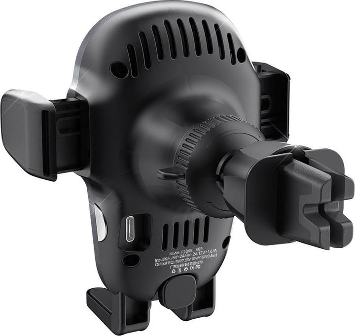 Actual product image Dudao car holder with built-in Qi wireless charger 15W grey (F20xs)