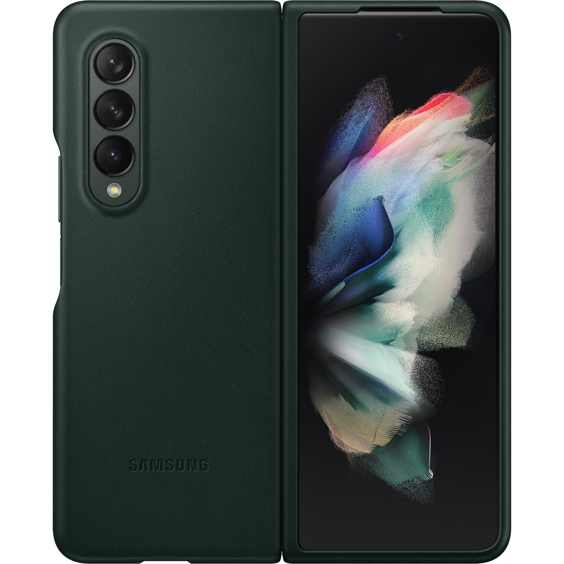 Samsung Leather Cover (Samsung Galaxy Z Fold3), Smartphone Hülle, Grün