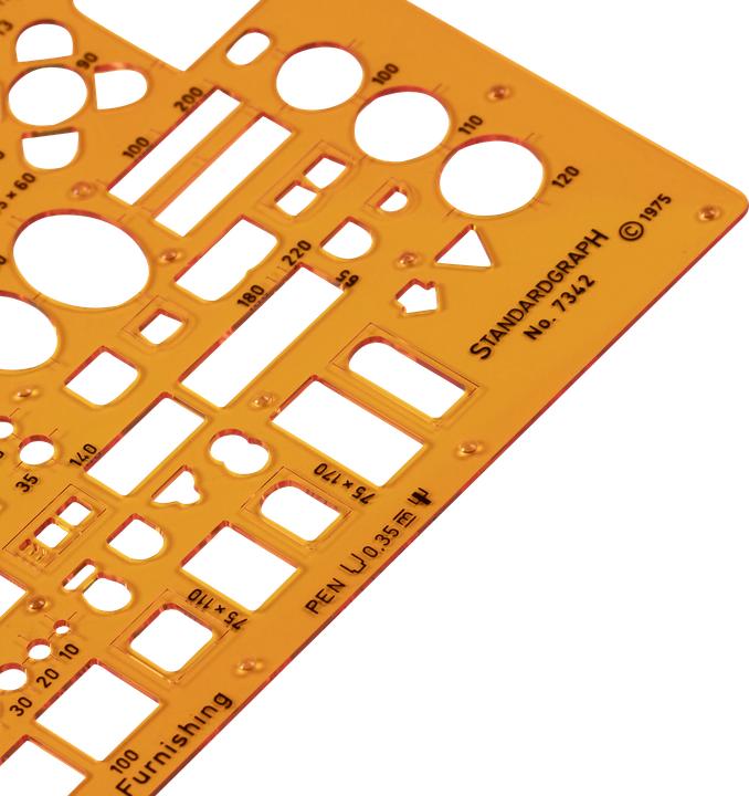 Produktbild Möblierungsschablone 1:100 (17.50 cm, Kunststoff)