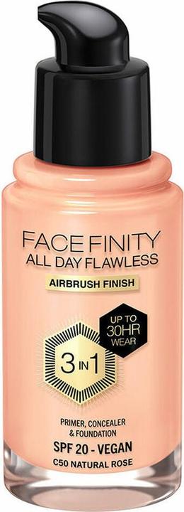 Actual product image Max Factor FACEFINITY All Day Flawless 3in1 Foundation No. C50 30ml (C50 Natural Rose)