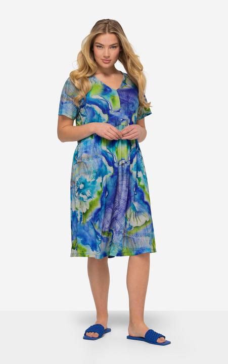Produktbild Laurasøn Jerseykleid, Batik-Blüten, V-Ausschnitt, Halbarm (XL)