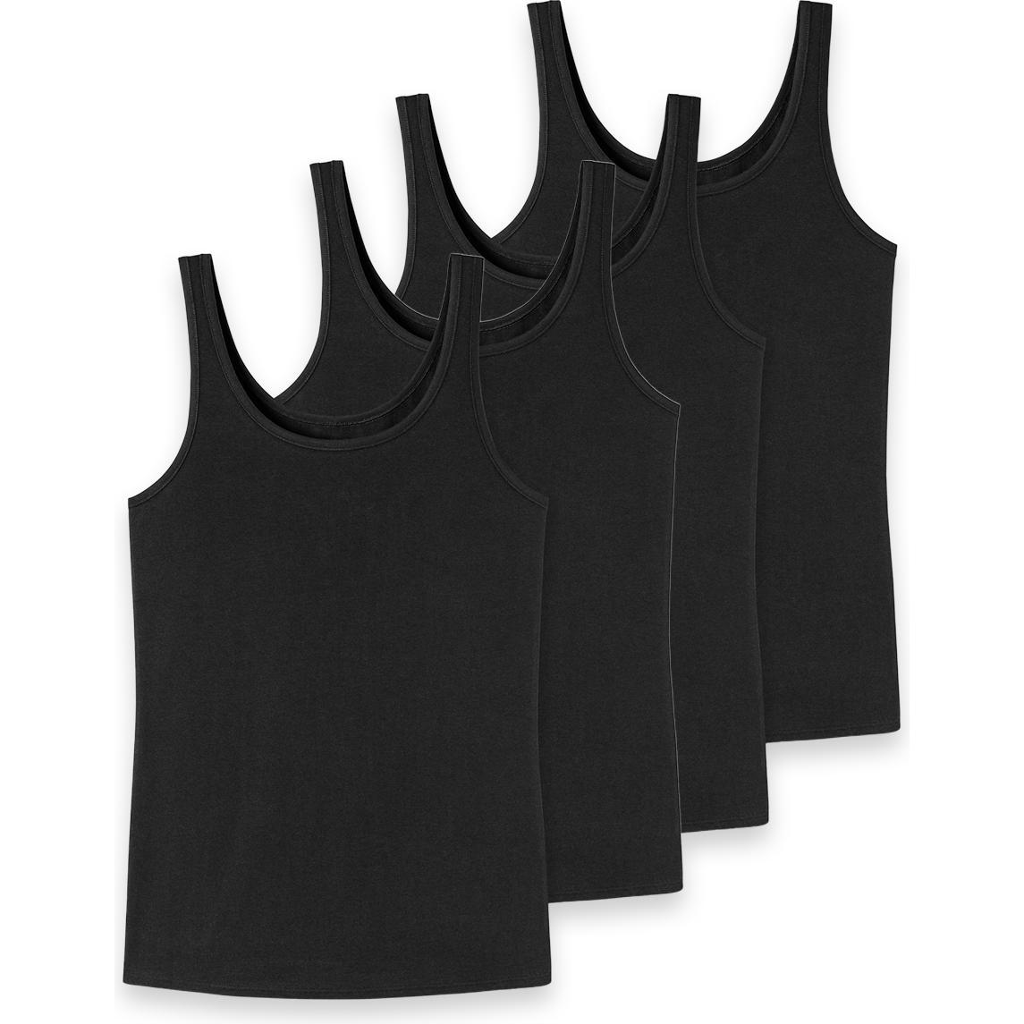 Uncover by Schiesser, Damen, Shirt, 4er Pack Basic Unterhemd / Tanktop, Schwarz, (XXL)