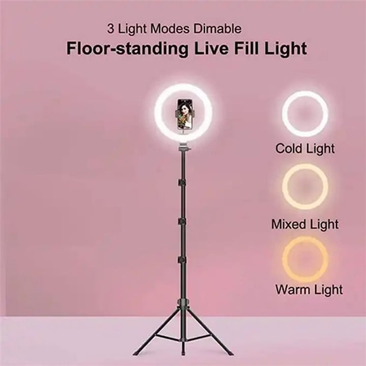 Actual product image König Design 26 cm ring light with professional tripod LED USB remote control 3 colour mode vlogging (Ring light)