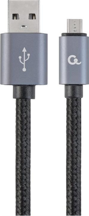 Produktbild Gembird ! Baumwolle geflochtenes Micro-USB-Kabel / 1,8 m / schwarz (1.80 m, USB 2.0)