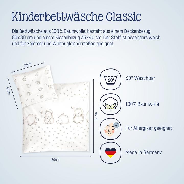 Produktbild Julius Zöllner Kinderbettwäsche Häschen und Eule 80x80 cm + 35x40 cm