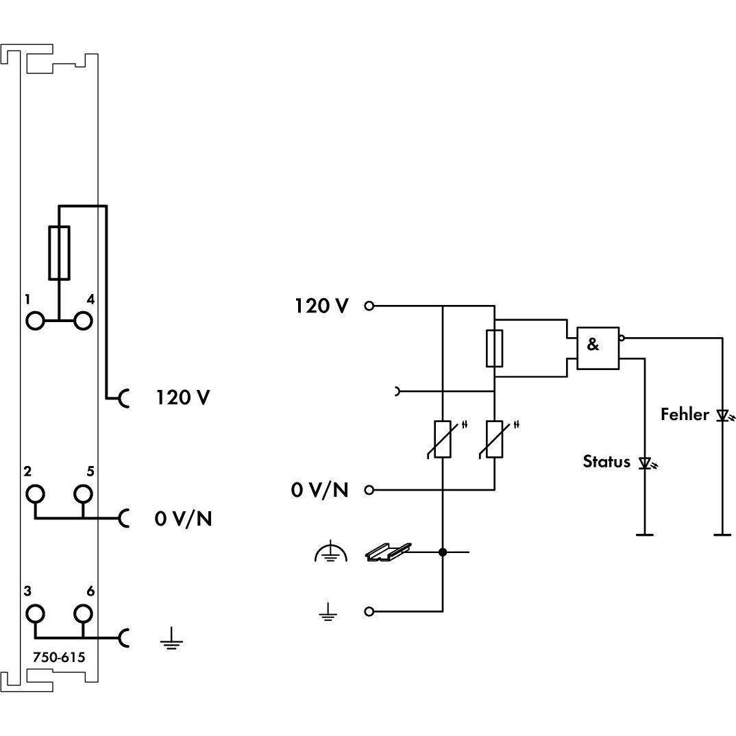 Thumbnail - Wago Einspeise-/Segmentmodul Serie 750 AC 750-615, Elektronikmodul