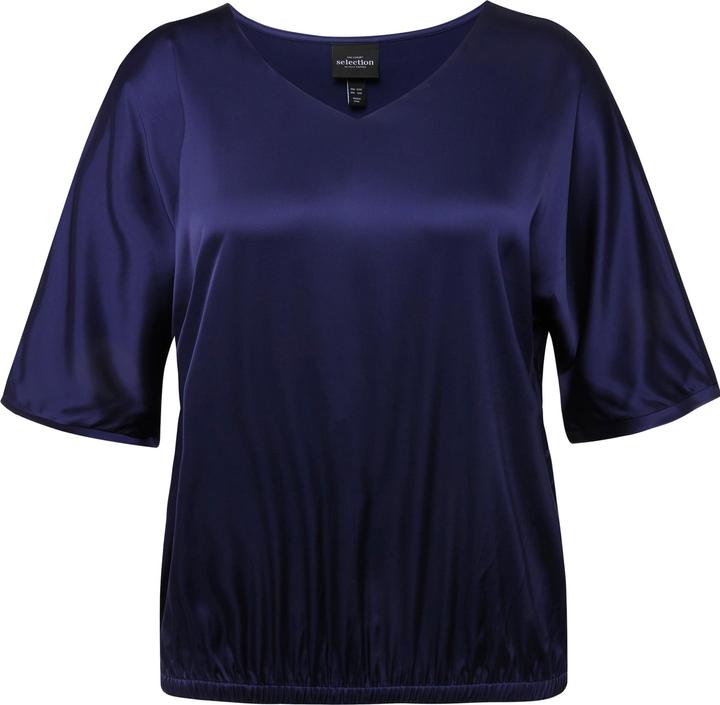 Immagine prodotto Ulla Popken Blusa dal taglio oversize in raso con scollo a V, mezze maniche e orlo elastico (46, 48)