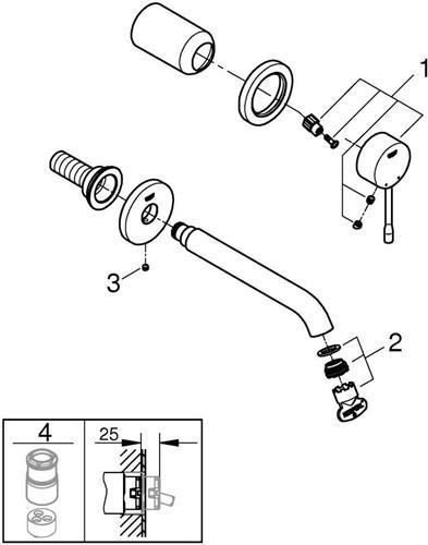 Produktbild Grohe 2-Loch-Waschtischbatterie ESSENCE Ausldg 183mm ha graph gebü
