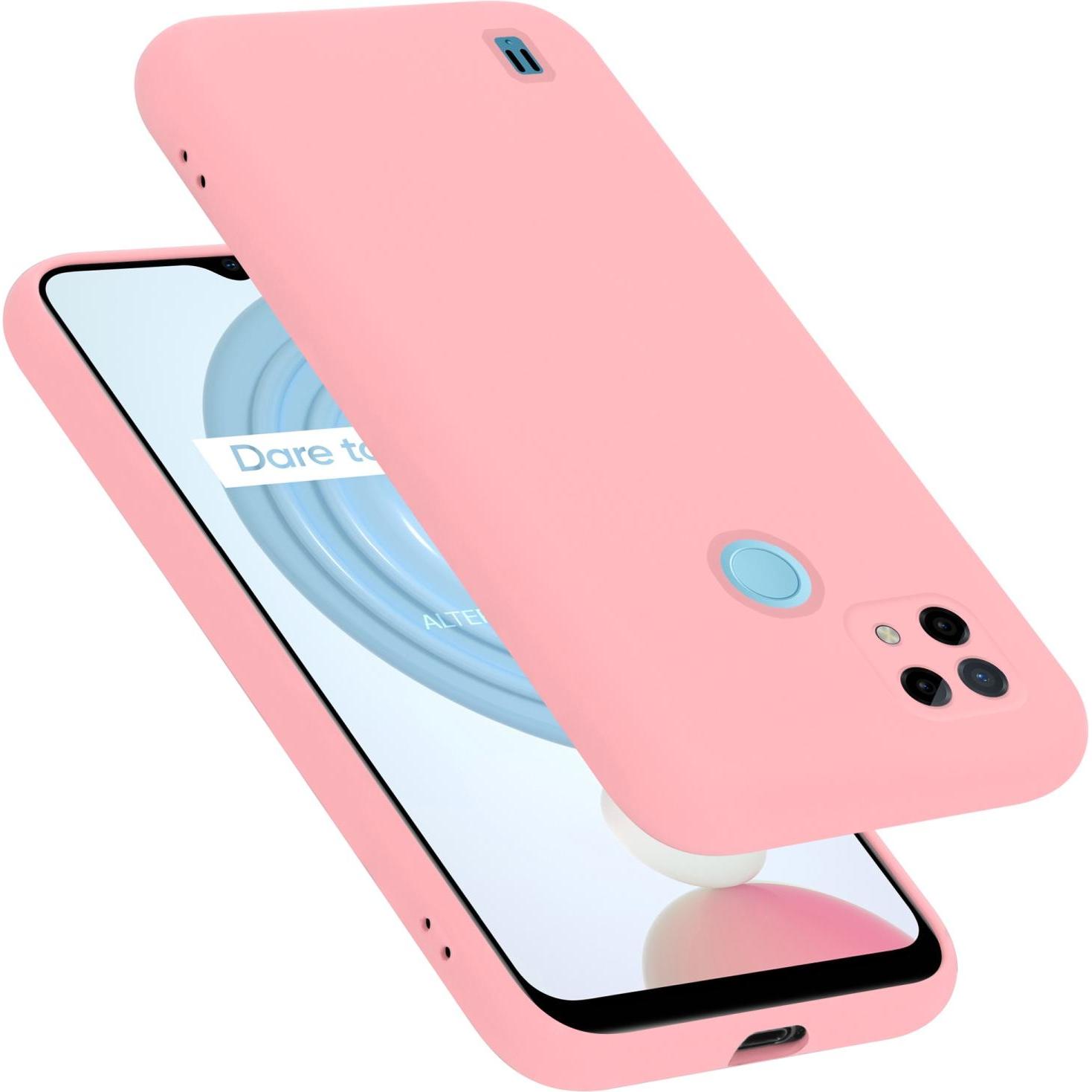 Cadorabo TPU Liquid Silicone Case Hülle für Realme C21 (Realme C21), Smartphone Hülle, Rosa