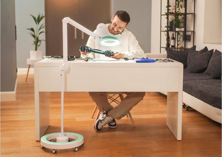 Actual product image Lumeno LED magnifying lamp 721X-MKIII, incl. rolling stand 6159, 8 diopters, green (910 lm)