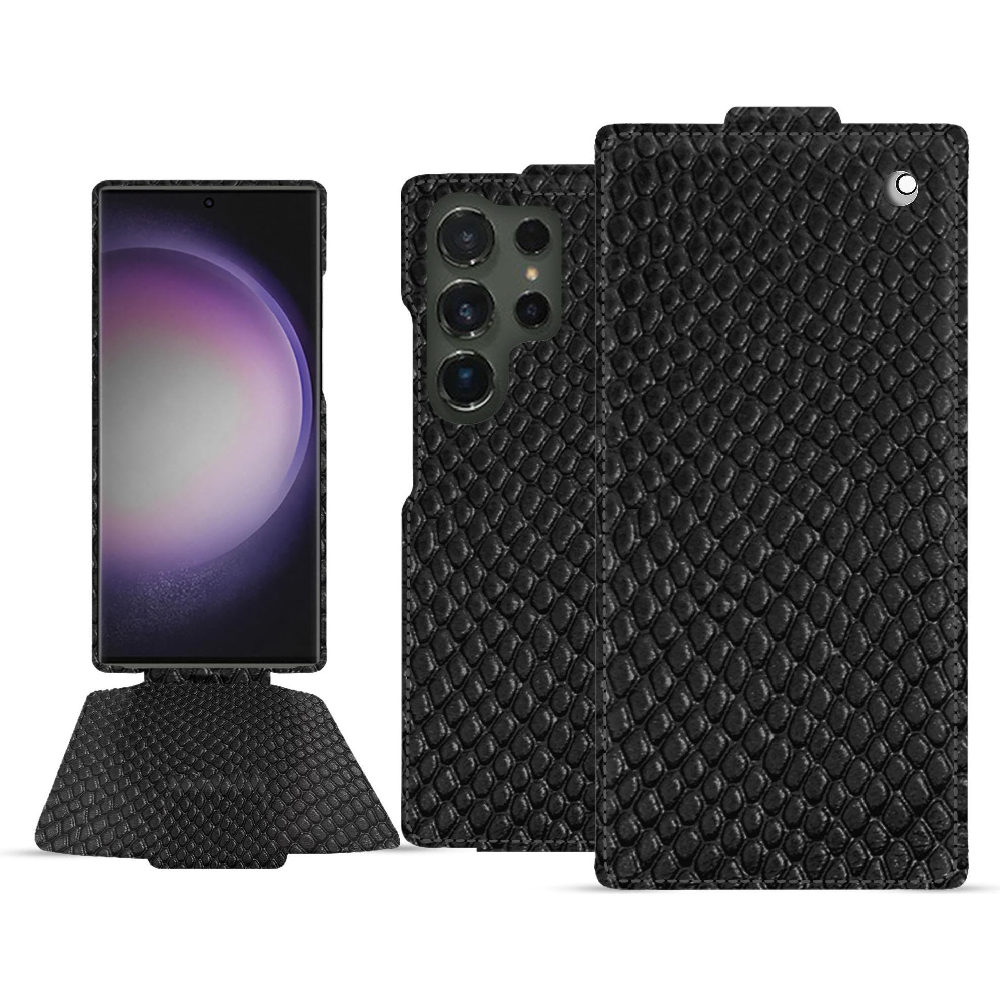 Noreve Lederschutzhülle vertikal (Samsung Galaxy S24 Ultra), Smartphone Hülle, Schwarz