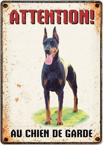 Immagine prodotto Plenty gifts Cartello di avvertimento per dobermann "Attention au chien de garde", 21x15cm (Gabbia per cani)