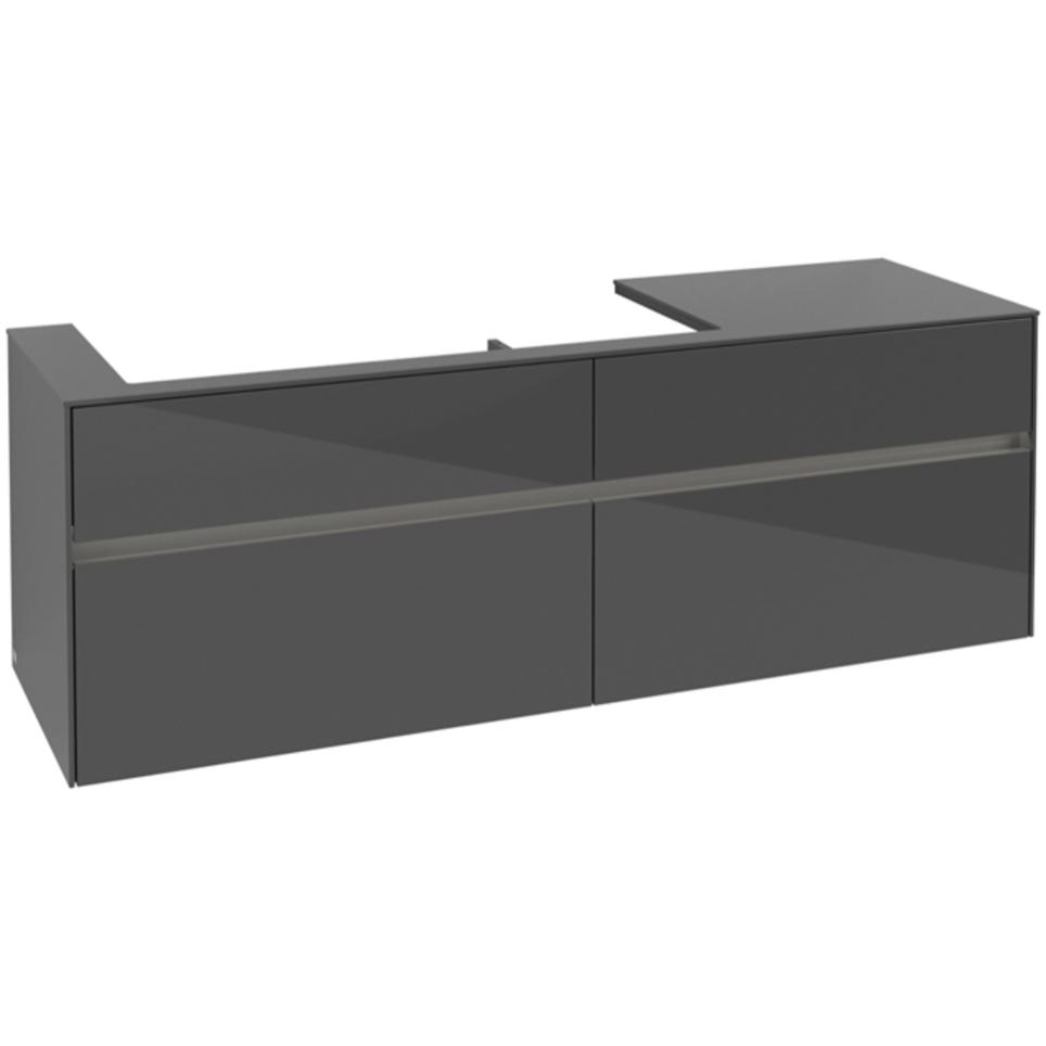 Villeroy & Boch, Waschbeckenunterschrank, V&B Waschtischunterschrank COLLARO 1600x548x500mm m LED-B. Glossy Grey (160 x ...