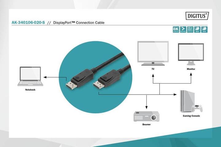 Actual product image Digitus DisplayPort — DisplayPort (2 m, DisplayPort, 1.4)