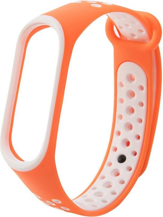 Actual product image Hurtel Replacement band strap for Xiaomi Mi Band 4 / Mi Band 3 Dots orange-white (Silicone)