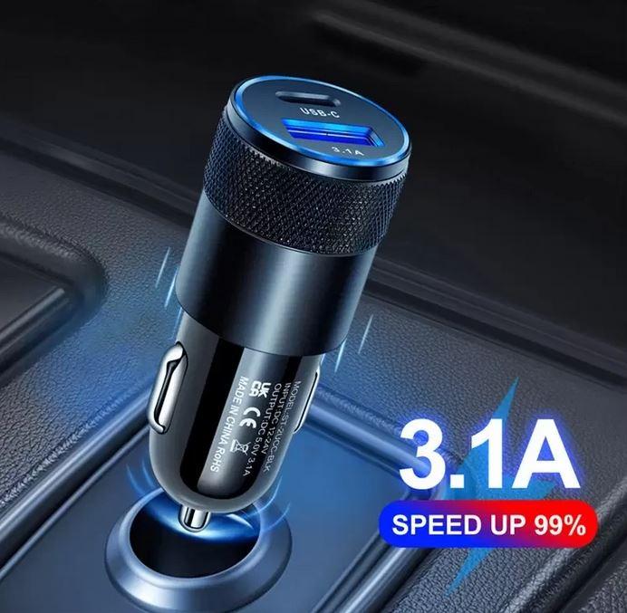 Image du produit PhoneLook Adaptateur double USB allume-cigare 15W 3.1A Power Delivery USB-A & USB-C