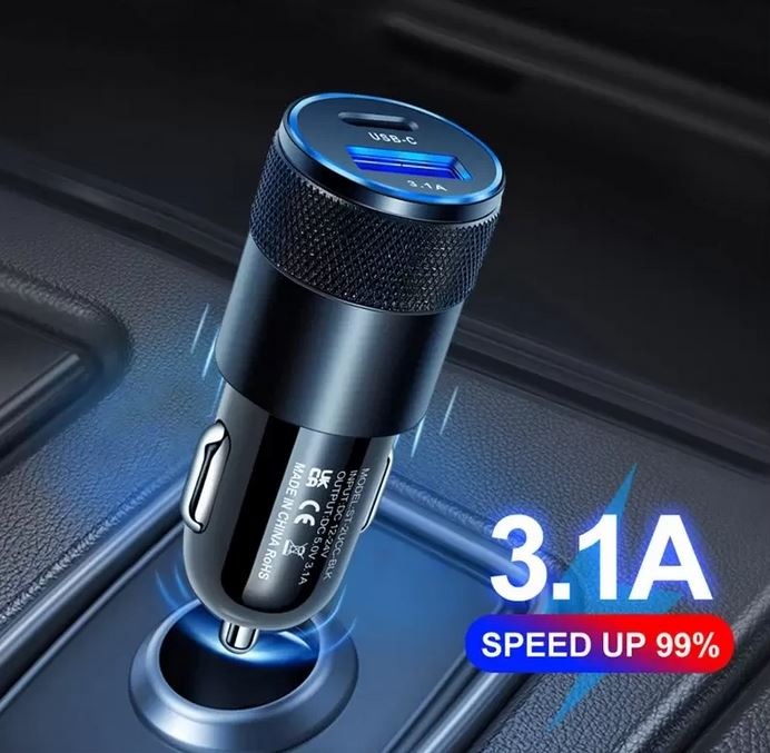 Produktbild PhoneLook Doppel USB Zigarettenanzünder Adapter 15W 3.1A Power Delivery USB-A & USB-C