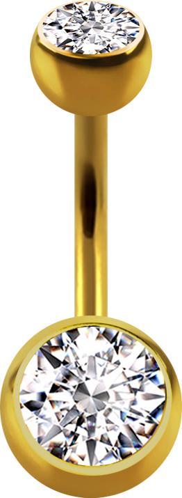 Actual product image Star Piercing Banana gold plated with two balls crystal silver (without brass, Titanium G23)