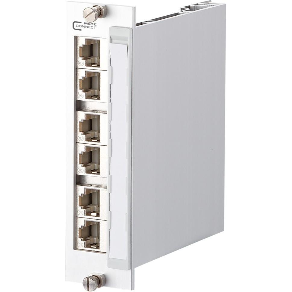 Metz Connect BTR E-DAT modul 6x8(8) Patchfeld Cat.6 3HE alu eloxiert 3HE/7TE Modul mit 6 Einzel- modulen f. 48..., Serve...