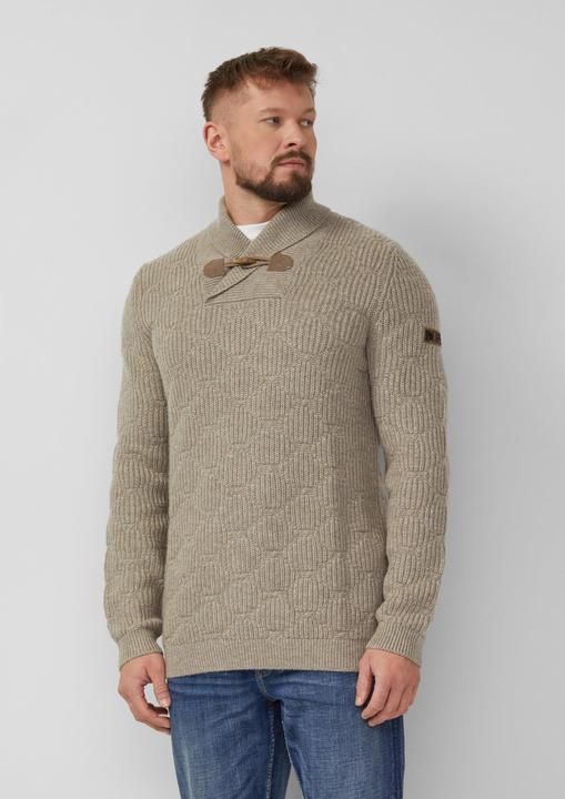 Image du produit s.Oliver Strickpullover Wollmix-Pullover mit Schalkragen und Struktur (XXL)